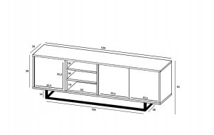 artmeble24 Szafka RTV, loft, NORD, 150x35x53 cm, dąb wotan, biel, mat | TYLETEGOTU 8