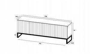 Meble Lindner Komoda RTV, szafka stojąca, glamour, GRAVO, 150x37x53 cm, czarny, mat | TYLETEGOTU 12