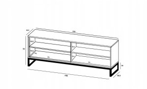 Meble Lindner Komoda RTV, szafka stojąca, glamour, GRAVO, 150x37x53 cm, czarny, mat | TYLETEGOTU 13