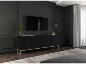 Meble Lindner Komoda RTV, szafka stojąca, glamour, GRAVO, 150x37x53 cm, czarny, mat | TYLETEGOTU 7