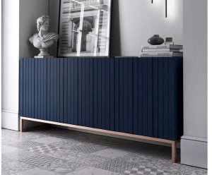 Meble Lindner Komoda RTV, szafka stojąca, glamour, GRAVO, 168x37x72 cm, granatowy, mat | TYLETEGOTU 2