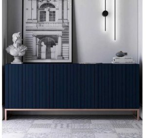 Meble Lindner Komoda RTV, szafka stojąca, glamour, GRAVO, 168x37x72 cm, granatowy, mat | TYLETEGOTU 3