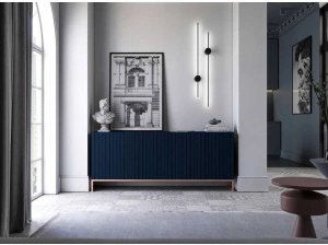 Meble Lindner Komoda RTV, szafka stojąca, glamour, GRAVO, 168x37x72 cm, granatowy, mat | TYLETEGOTU 4