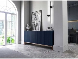 Meble Lindner Komoda RTV, szafka stojąca, glamour, GRAVO, 168x37x72 cm, granatowy, mat | TYLETEGOTU 5