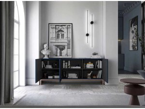 Meble Lindner Komoda RTV, szafka stojąca, glamour, GRAVO, 168x37x72 cm, granatowy, mat | TYLETEGOTU 6
