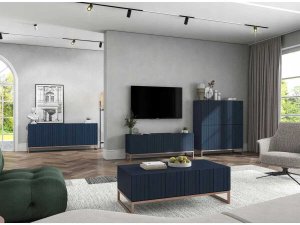 Meble Lindner Komoda RTV, szafka stojąca, glamour, GRAVO, 168x37x72 cm, granatowy, mat | TYLETEGOTU 8