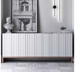 Meble Lindner Komoda RTV, szafka stojąca, glamour, GRAVO, 168x37x72 cm, biały, mat | TYLETEGOTU 2