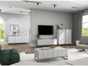 Meble Lindner Komoda RTV, szafka stojąca, glamour, GRAVO, 168x37x72 cm, biały, mat | TYLETEGOTU 7