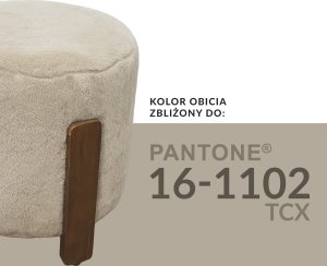 Kontrasto Pufa Seul podnóżek 37x37x38 beżowa futerko nóżki orzech tapicerowana 6