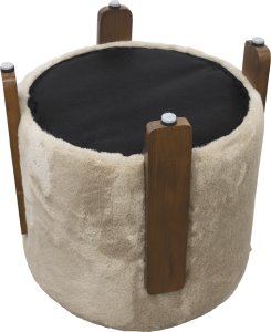 Kontrasto Pufa Seul podnóżek 37x37x38 beżowa futerko nóżki orzech tapicerowana 9