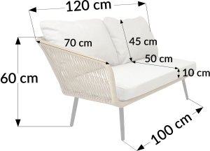 Kontrasto Zestaw mebli ogrodowych RIVA 7 os taupe narożnik stół otomany stal 12
