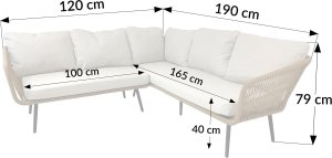 Kontrasto Zestaw mebli ogrodowych RIVA 7 os taupe narożnik stół otomany stal 10