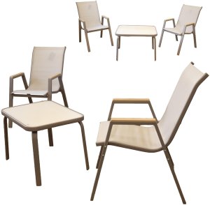 Kontrasto Zestaw mebli ogrodowych MALAGA WOOD 2 os taupe stolik 2 krzesła metal 3