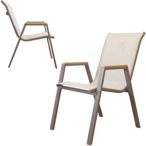 Kontrasto Zestaw mebli ogrodowych MALAGA WOOD 2 os taupe stolik 2 krzesła metal 4