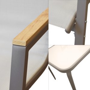 Kontrasto Zestaw mebli ogrodowych MALAGA WOOD 2 os taupe stolik 2 krzesła metal 6