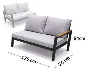 Kontrasto Zestaw mebli ogrodowych AZURRA 4 os jasny szary narożnik aluminium 6