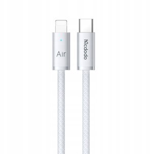 Mcdodo Kabel USB-C Lightning szybkie ładowanie USB typ C 36W 1M LED biały 12