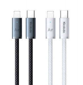 Mcdodo Kabel USB-C Lightning szybkie ładowanie USB typ C 36W 1M LED biały 8