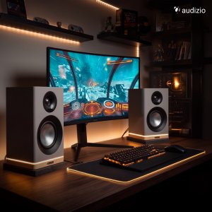 Głośniki komputerowe Audizio Zestaw aktywnych głośników multimedialnych KS12 80 W BT szare one size 16