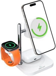 Ładowarka Acefast Bezprzewodowa 4w1 na telefon zegarek słuchawki z lampką nocną 25W - biała Ładowarka bezprzewodowa 4w1 na telefon zegarek słuchawki z lampką nocną 25W - biała (6974316286110) 5