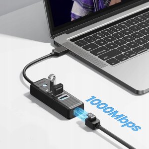 HUB USB Orico PW3UR25-U3 4-portowy 3x USB-A 3.0 1x RJ45 2.5G Ethernet 0,5 m - czarny (6941788856288) 5