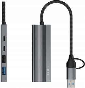 HUB USB Fixed 4-portowy aluminiowy USB-C HUB Port z USB-A adapterem, space gray (FIXHU-PT-GR) 2