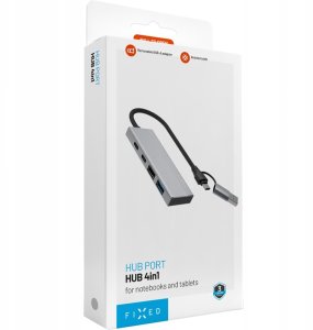 HUB USB Fixed 4-portowy aluminiowy USB-C HUB Port z USB-A adapterem, space gray (FIXHU-PT-GR) 5