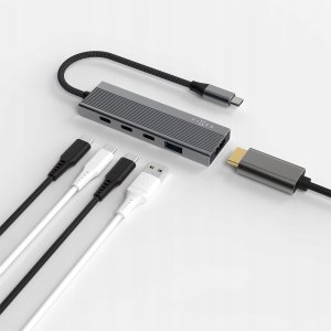HUB USB Fixed 5-portowy aluminiowy USB-C HUB Core, dla laptopów i tabletów , 100W, PD 3.0, space gray (FIXHU-CR-GR) 3