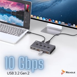 Przełącznik Reagle Switch USB 3.2 10Gbps KVM 4x4 pilot 4 porty USB Hub adapter 5