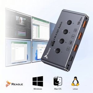 Przełącznik Reagle Switch USB 3.2 10Gbps KVM 4x4 pilot 4 porty USB Hub adapter 6