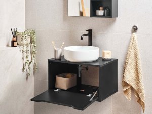 Beliani Wisząca szafka pod umywalkę PETROLINA 60 cm Czarny 3
