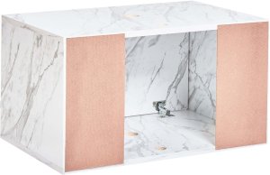 Beliani Wisząca szafka pod umywalkę PETROLINA 60 cm Biały marmur 4