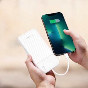 Wozinsky Powerbank W11-W 10000mAh 10W z wbudowanymi kablami i latarką - biały (5907769388088) 3