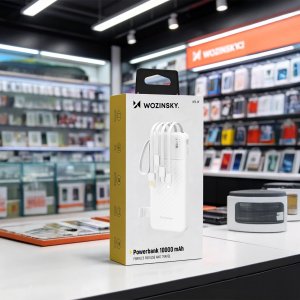 Wozinsky Powerbank W11-W 10000mAh 10W z wbudowanymi kablami i latarką - biały (5907769388088) 4