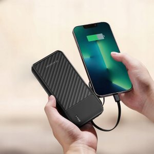 Wozinsky Powerbank W11-B 10000mAh 10W z wbudowanymi kablami i latarką - czarny (5907769388095) 3