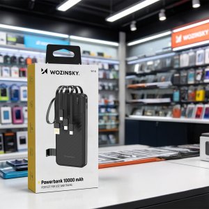 Wozinsky Powerbank W11-B 10000mAh 10W z wbudowanymi kablami i latarką - czarny (5907769388095) 4