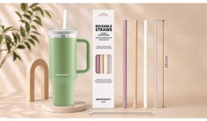 Berdsen Słomki do kubka berdsten plastikowe wielorazowe zestaw 4 + szczoteczka EDUKAMP (378901) 5
