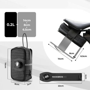 RockBros Torba rowerowa P010 podsiodłowa 0,2 l z uchwytem na bidon 0,6 l - czarna (5907769391538) 10