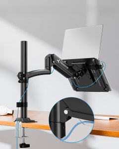 Triadyn Uchwyt Biurkowy HighSoloLift 2-in-1 na Monitor lub Laptopa 13-34" Ergonomiczny Regulowany Obrotowy TRD-BLK-Hi1L 4
