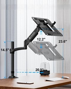 Triadyn Uchwyt Biurkowy HighSoloLift 2-in-1 na Monitor lub Laptopa 13-34" Ergonomiczny Regulowany Obrotowy TRD-BLK-Hi1L 6