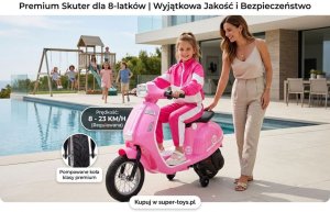 MWB Pojazd na akumulator skuter różowy retro waterproof/sx-2438 EDUKAMP (SX-2438 RÓŻOWY) 13