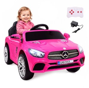 R-Sport Mercedes SL500 Auto na akumulator dla dzieci koła EVA skóra różowy EDUKAMP (S-506-RÓŻOWY) 12