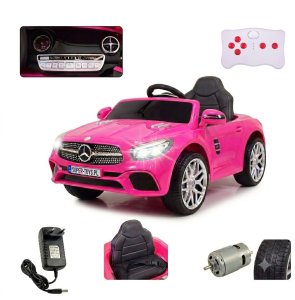 R-Sport Mercedes SL500 Auto na akumulator dla dzieci koła EVA skóra różowy EDUKAMP (S-506-RÓŻOWY) 16