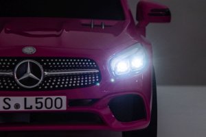 R-Sport Mercedes SL500 Auto na akumulator dla dzieci koła EVA skóra różowy EDUKAMP (S-506-RÓŻOWY) 26