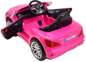 R-Sport Mercedes SL500 Auto na akumulator dla dzieci koła EVA skóra różowy EDUKAMP (S-506-RÓŻOWY) 8
