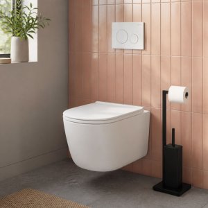 ModernHome Stojak łazienkowy na papier toaletowy z uchwytem i szczotką do WC czarny EDUKAMP (5289) 2