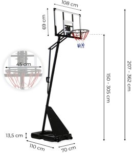 vidaXL Kosz do koszykówki regulowany do 305 cm wolnostojący tablica obręcz MOVEPRO EDUKAMP (5314) 10