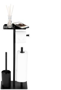 ModernHome Stojak łazienkowy na papier toaletowy uchwyt szczotka do WC półka czarny EDUKAMP (5282) 6
