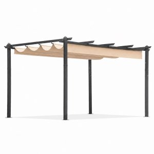 Uniprodo Pergola ogrodowa tarasowa 3x4 m stalowa altana zadaszenie beżowa MultiGarden EDUKAMP (5301) 4