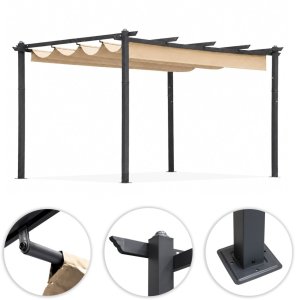 Uniprodo Pergola ogrodowa tarasowa 3x4 m stalowa altana zadaszenie beżowa MultiGarden EDUKAMP (5301) 7